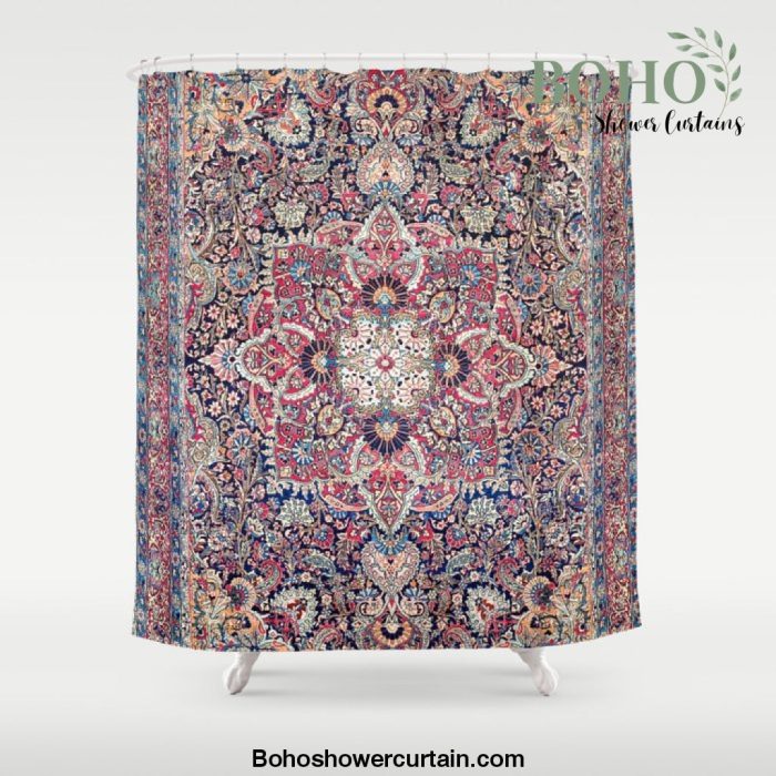 Kashan Central Persian Rug Print Shower Curtain Offical Boho Shower Curtain Merch