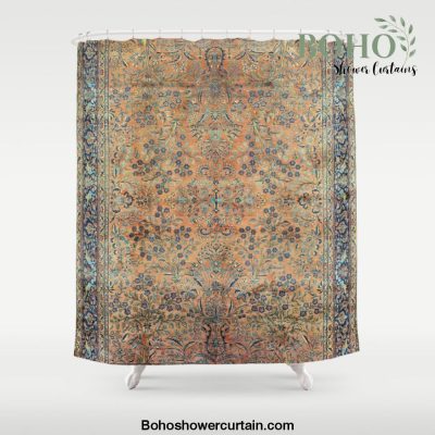 Kashan Floral Persian Carpet Print Shower Curtain Offical Boho Shower Curtain Merch