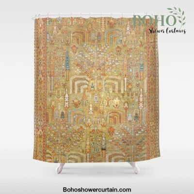 Large Antique Turkish Oushak Rug Print Shower Curtain Offical Boho Shower Curtain Merch