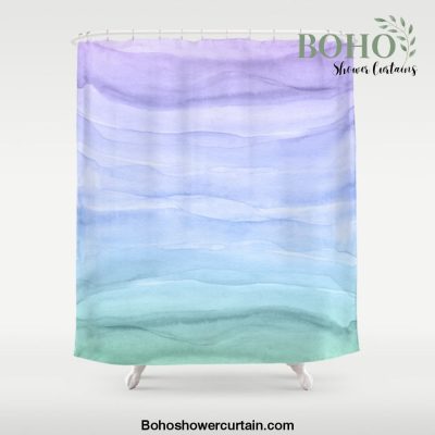 Layers Blue Ombre - Watercolor Abstract Shower Curtain Offical Boho Shower Curtain Merch