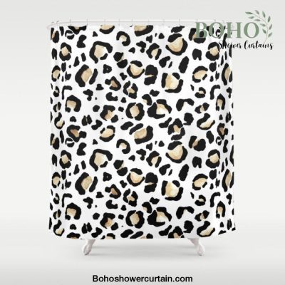 Leopard Animal Print Watercolour Painting Shower Curtain Offical Boho Shower Curtain Merch