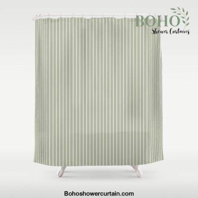 Lines #6 (Sage Green) Shower Curtain Offical Boho Shower Curtain Merch