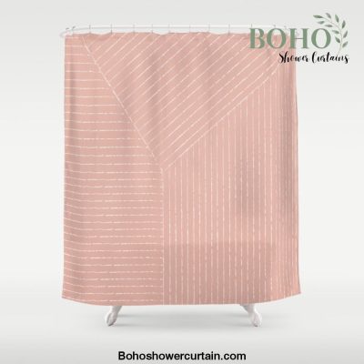 Lines (Blush Pink) Shower Curtain Offical Boho Shower Curtain Merch