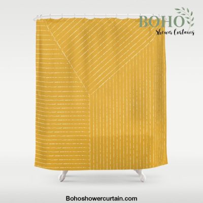 Lines (Mustard Yellow) Shower Curtain Offical Boho Shower Curtain Merch