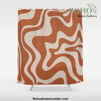 Liquid Swirl Retro Abstract Pattern in Clay and Putty Earth Tones Shower Curtain Offical Boho Shower Curtain Merch