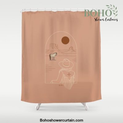 Lost Pony - Pink Clay Shower Curtain Offical Boho Shower Curtain Merch
