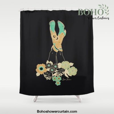 Love Stoned Cowboy Boots - Emerald, Cream, Black Shower Curtain Offical Boho Shower Curtain Merch