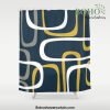 Mid Century Modern Loops Pattern in Light Mustard Yellow, Navy Blue, Gray, and White Shower Curtain Offical Boho Shower Curtain Merch
