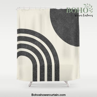 Mid Century Modern - Sun & Rainbow BW Shower Curtain Offical Boho Shower Curtain Merch