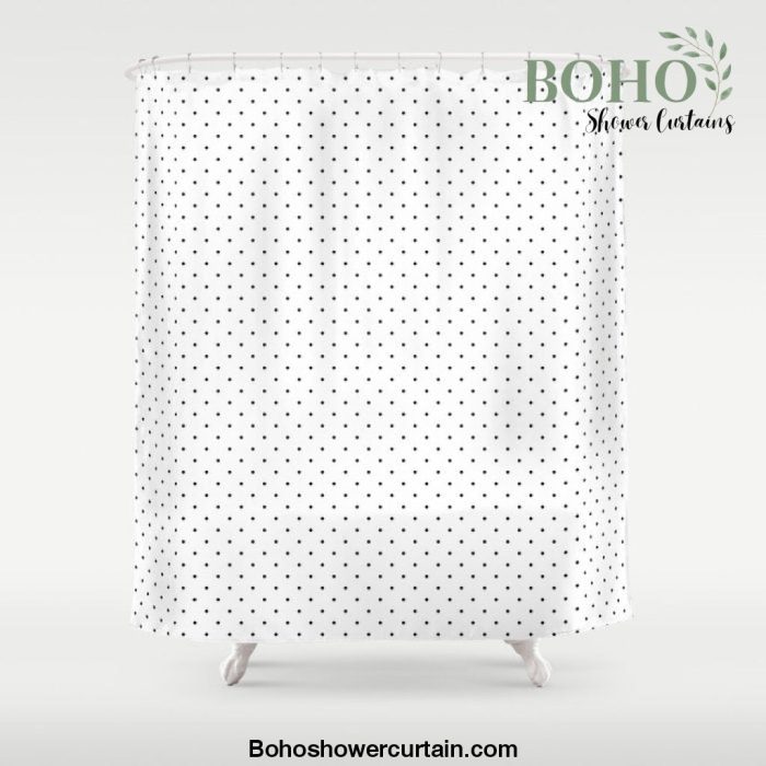 Minimal Black Polka Dots on White - Modern Scandi Chic Geometric Block Print Pattern Shower Curtain Offical Boho Shower Curtain Merch
