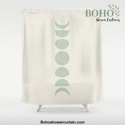 Minimal Moon Phases - White Sage Shower Curtain Offical Boho Shower Curtain Merch