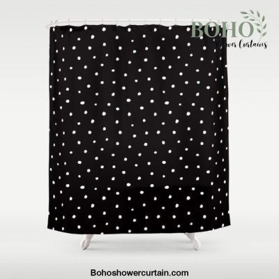 Minimal- Small white polka dots on black - Mix & Match with Simplicty of life Shower Curtain Offical Boho Shower Curtain Merch