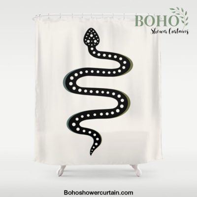 Minimal Snake - Black Shower Curtain Offical Boho Shower Curtain Merch