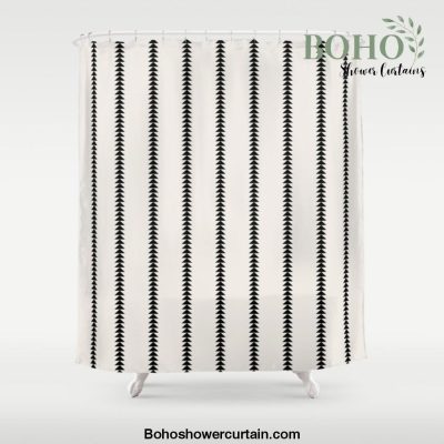 Minimal Triangles - Black & White Shower Curtain Offical Boho Shower Curtain Merch