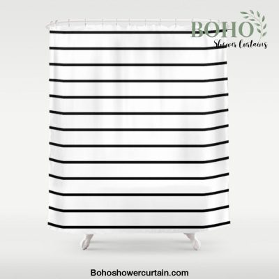 Minimalist Line Stripes Black And White Stripe Lines Shower Curtain Offical Boho Shower Curtain Merch