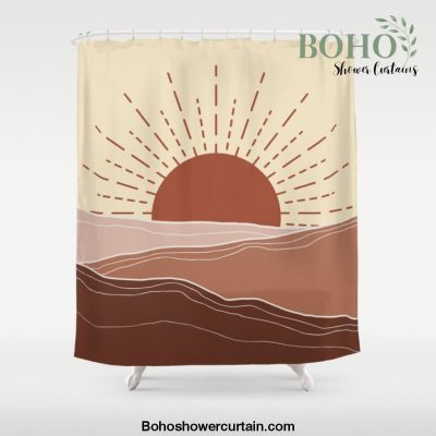Minimalist Sunburst Shower Curtain Offical Boho Shower Curtain Merch