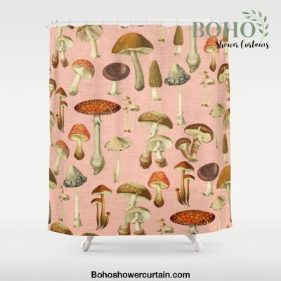 Mushrooms pink Shower Curtain Offical Boho Shower Curtain Merch
