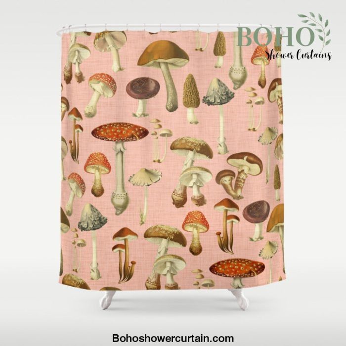 Mushrooms pink Shower Curtain Offical Boho Shower Curtain Merch