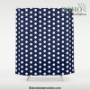 Navy Blue Polka Dots Minimal Shower Curtain Offical Boho Shower Curtain Merch