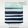 Ocean, Stripe Abstract Pattern, Navy, Aqua, Gray Shower Curtain Offical Boho Shower Curtain Merch