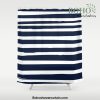 Ocean Stripes, Modern, Abstract, Navy Blue and White Shower Curtain Offical Boho Shower Curtain Merch