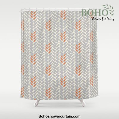 Orange and Grey Wheat Pattern Shower Curtain Offical Boho Shower Curtain Merch