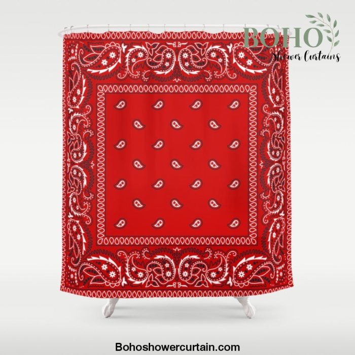 Paisley - Bandana - Red - Southwestern - Boho Shower Curtain Offical Boho Shower Curtain Merch