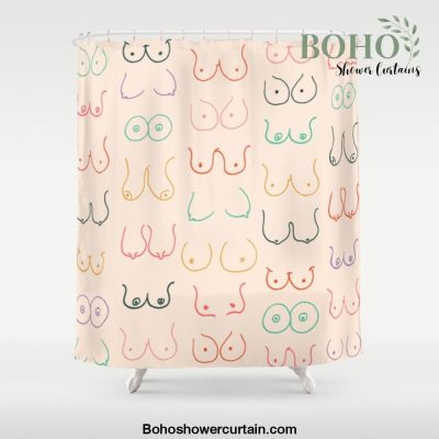 Pastel Boobs Drawing Shower Curtain Offical Boho Shower Curtain Merch