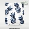 Pineapple Blue Denim Shower Curtain Offical Boho Shower Curtain Merch