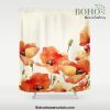 Poppy Flower Meadow- Floral Summer lllustration Shower Curtain Offical Boho Shower Curtain Merch