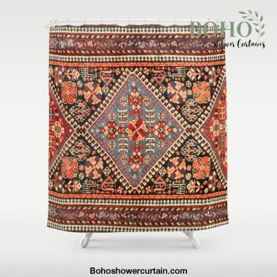 Qashqa'i Antique Fars Southwest Persian Rug Print Shower Curtain Offical Boho Shower Curtain Merch