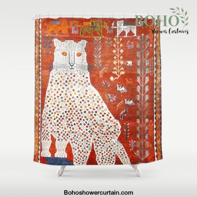 Q'ashqai Snow Leopard Persian Animal Rug Print Shower Curtain Offical Boho Shower Curtain Merch