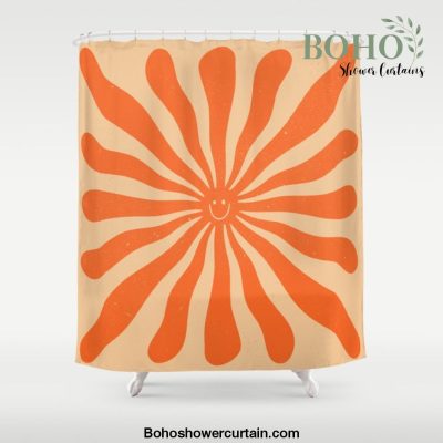 Retro Sun Vintage 70s 2 Orange Shower Curtain Offical Boho Shower Curtain Merch