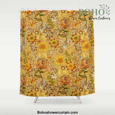 Rose vintage inpsired retro, warm colors 70s, boho Shower Curtain Offical Boho Shower Curtain Merch