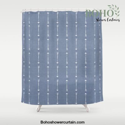 RUSTIC FADED DENIM ARROWS . BLUE + WHITE Shower Curtain Offical Boho Shower Curtain Merch