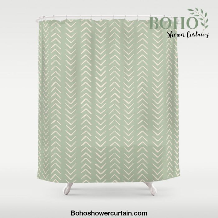 Sage Green Arrow Mudcloth Shower Curtain Offical Boho Shower Curtain Merch