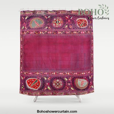 Shakhrisyabz Southwest Uzbekistan Suzani Embroidery Print Shower Curtain Offical Boho Shower Curtain Merch