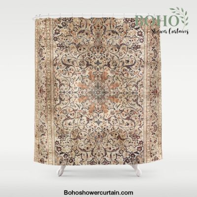 Silk Esfahan Persian Carpet Print Shower Curtain Offical Boho Shower Curtain Merch