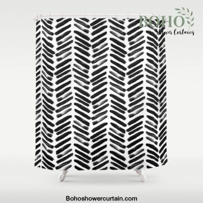 Simple black and white handrawn chevron - horizontal Shower Curtain Offical Boho Shower Curtain Merch