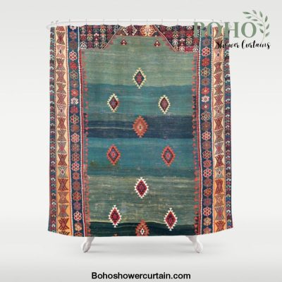 Sivas Antique Turkish Niche Kilim Print Shower Curtain Offical Boho Shower Curtain Merch