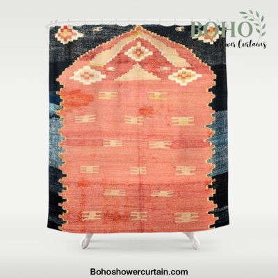 South West Anatolia Antique Turkish Niche Kilim Print Shower Curtain Offical Boho Shower Curtain Merch