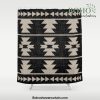 Southwestern Pattern 129 Black and Linen Shower Curtain Offical Boho Shower Curtain Merch