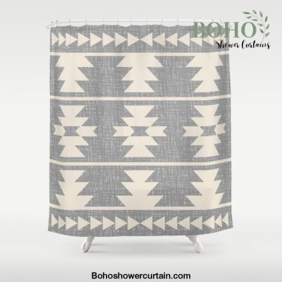 Southwestern Pattern 131 Grey and Beige Shower Curtain Offical Boho Shower Curtain Merch
