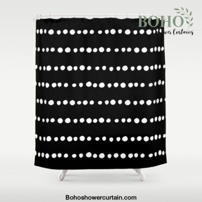 Spotted, Abstract, Black and White, Boho Print Shower Curtain Offical Boho Shower Curtain Merch