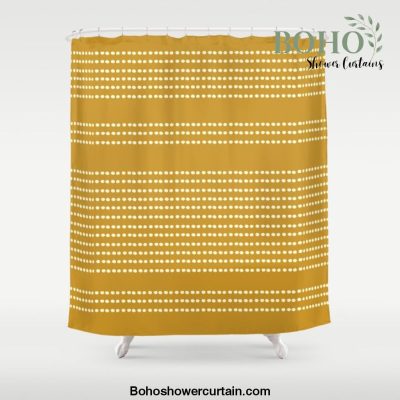Spotted, African Pattern in Yellow Shower Curtain Offical Boho Shower Curtain Merch