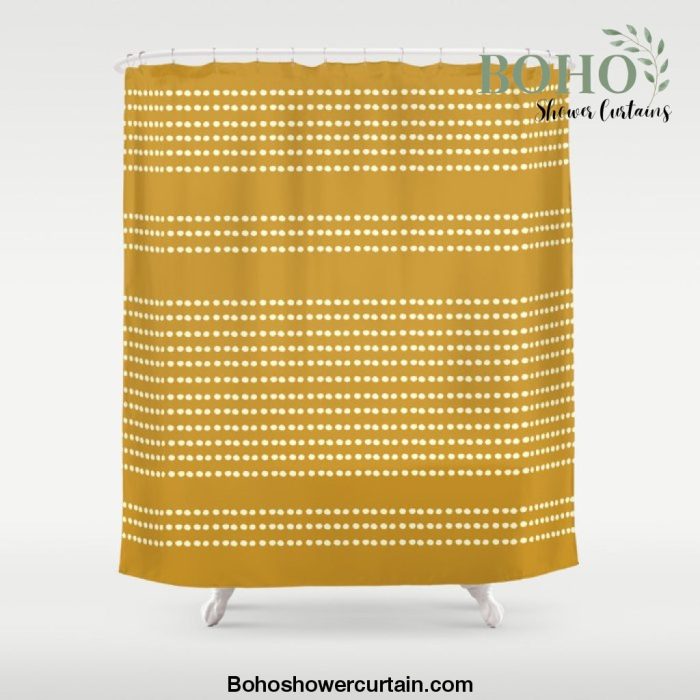 Spotted, African Pattern in Yellow Shower Curtain Offical Boho Shower Curtain Merch