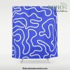 Squiggle Maze Abstract Minimalist Pattern in Electric Blue and White Shower Curtain Offical Boho Shower Curtain Merch