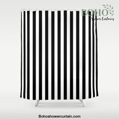 Stripe Black And White Vertical Line Bold Minimalism Stripes Lines Shower Curtain Offical Boho Shower Curtain Merch