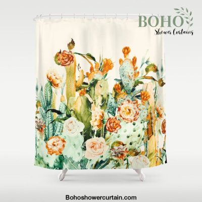 Succulent flowered cactus Shower Curtain Offical Boho Shower Curtain Merch
