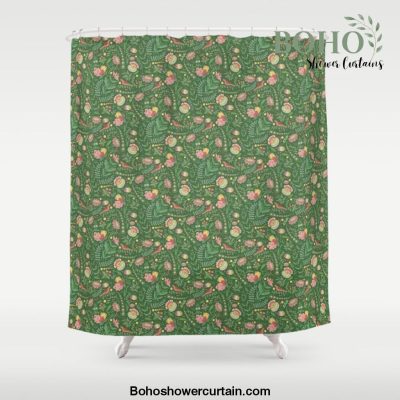 Swedish Floral - Green Shower Curtain Offical Boho Shower Curtain Merch